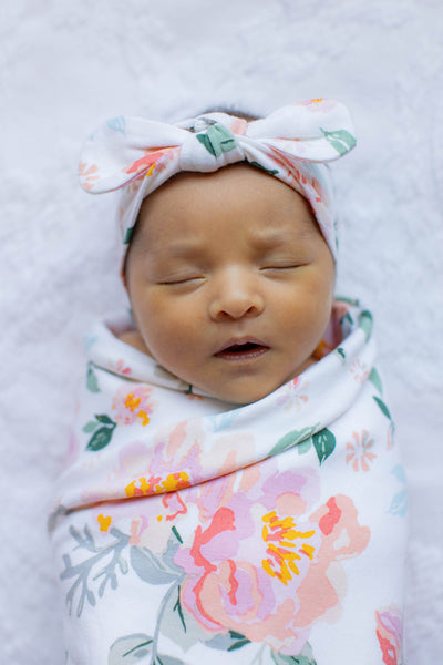 Mila Pregnancy/Postpartum Robe & Swaddle Blanket & Headband Set