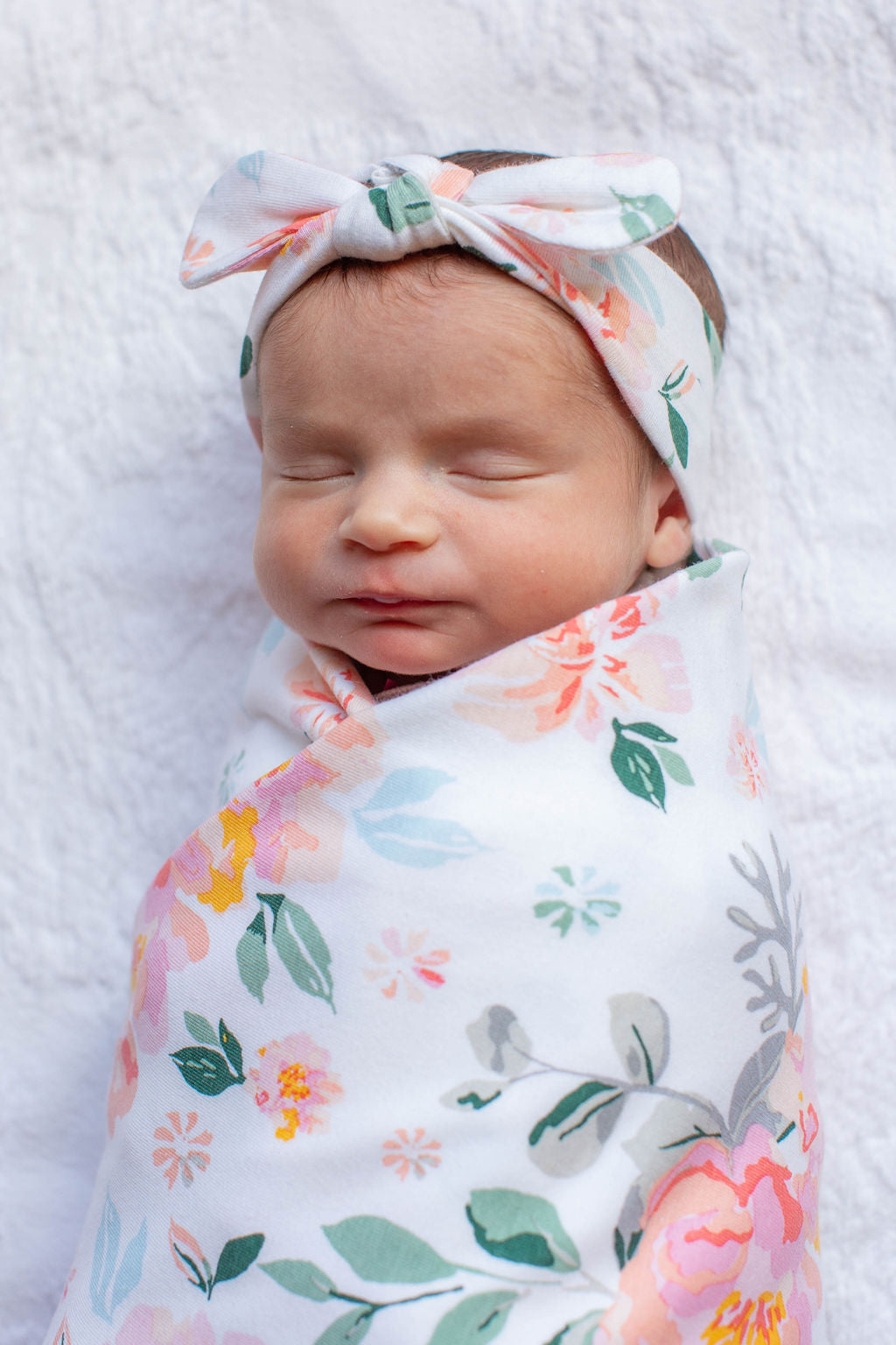 Mila Swaddle Blanket & Matching Newborn Headband Set