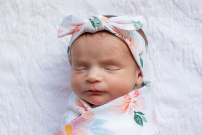 Mila Swaddle Blanket & Matching Newborn Headband Set