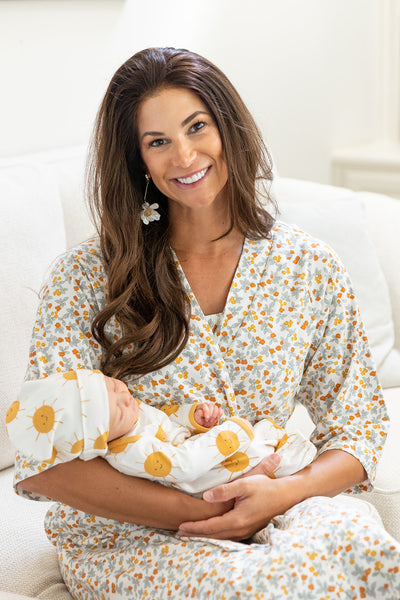 Aspen Pregnancy/Postpartum Robe & Sunshine Baby Gown & Hat Set