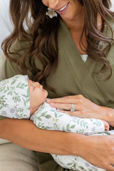 Olive Pregnancy/Postpartum Robe & Morgan Baby Gown & Hat Set