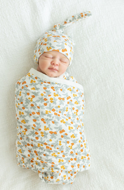 Aspen Swaddle Blanket & Matching Newborn Hat Set