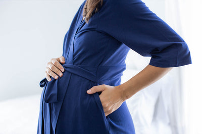 Navy Blue Solid Pregnancy/Postpartum Robe