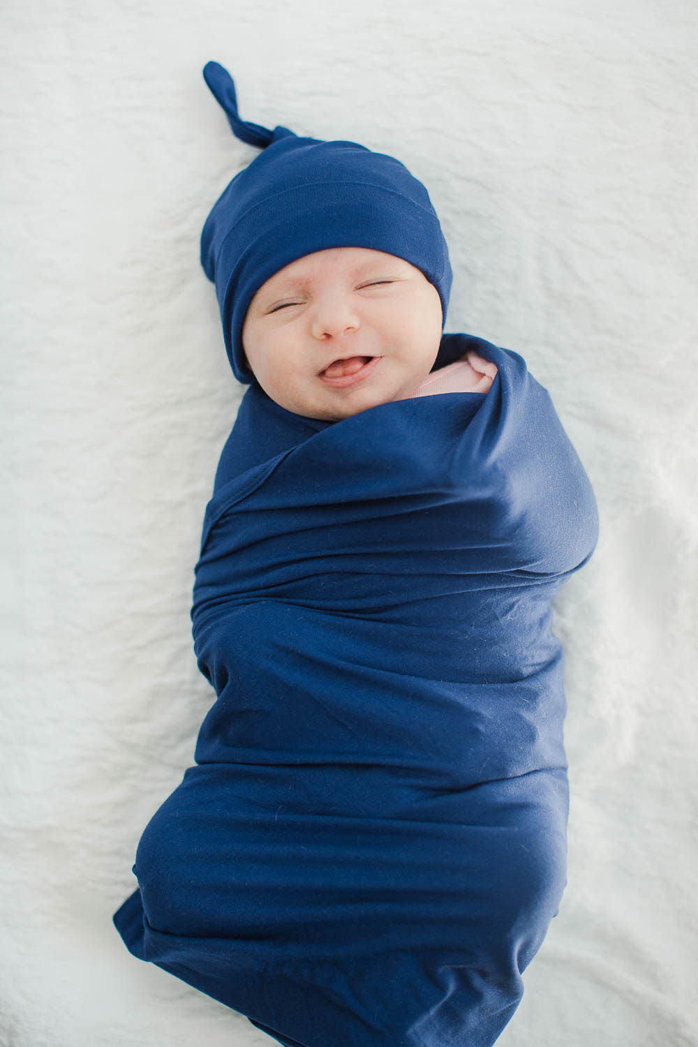 Navy Swaddle Blanket & Newborn Hat Set