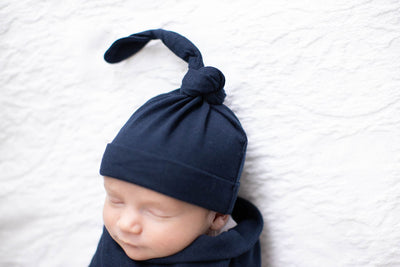 Elise Pregnancy/Postpartum Robe & Navy Blue Swaddle Blanket Set