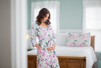 Olivia Floral Pregnancy/Postpartum Hospital Gown Gownie & Delivery Robe Set