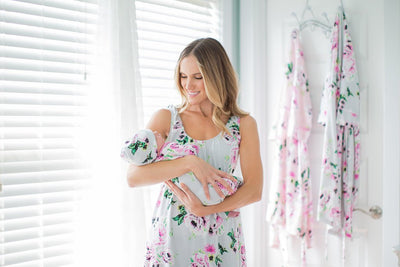Olivia Maternity/Nursing Nightgown & Matching Baby Receiving Gown And Newborn Hat Set