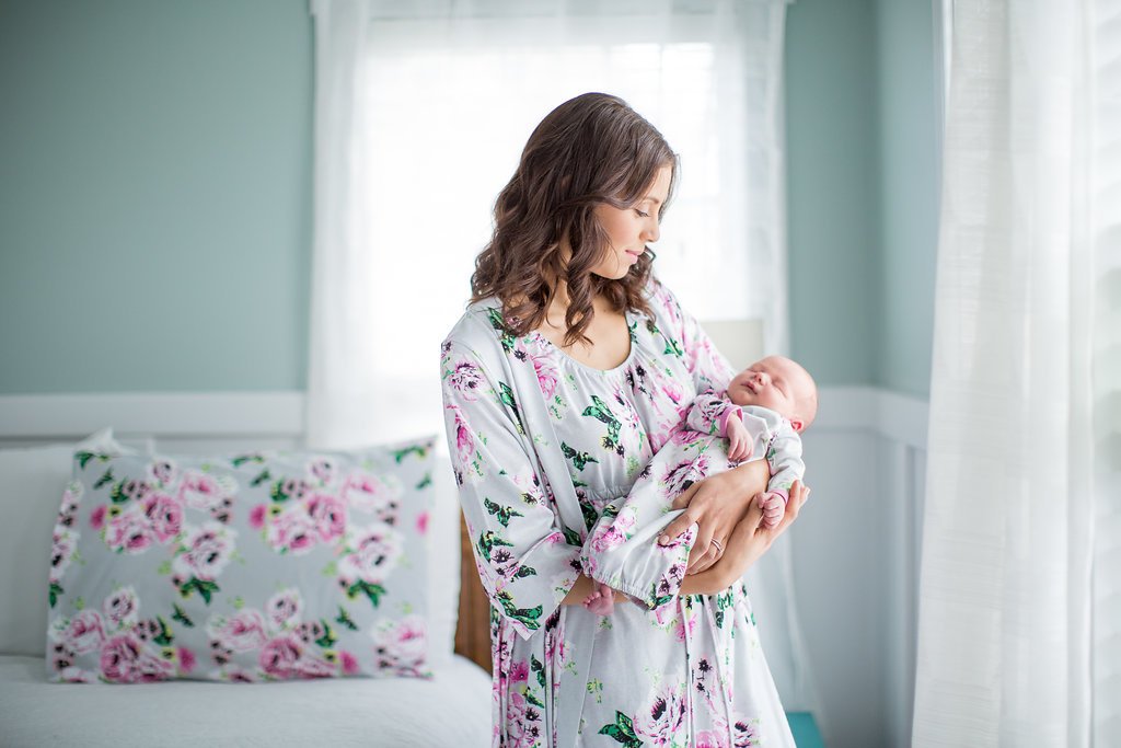 Olivia Pregnancy/Postpartum Robe & Baby Receiving Gown Set