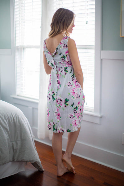 Olivia Floral 3 in 1 Maternity Labor Delivery Nursing Gown & Matching Newborn Going Home Set