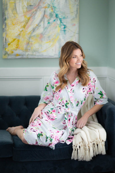 Olivia Floral Pregnancy/Postpartum Hospital Gown Gownie & Delivery Robe Set