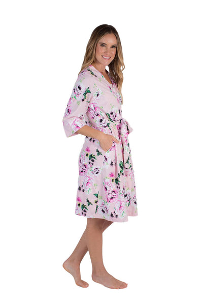 Amelia Pregnancy/Postpartum Pink Floral Robe