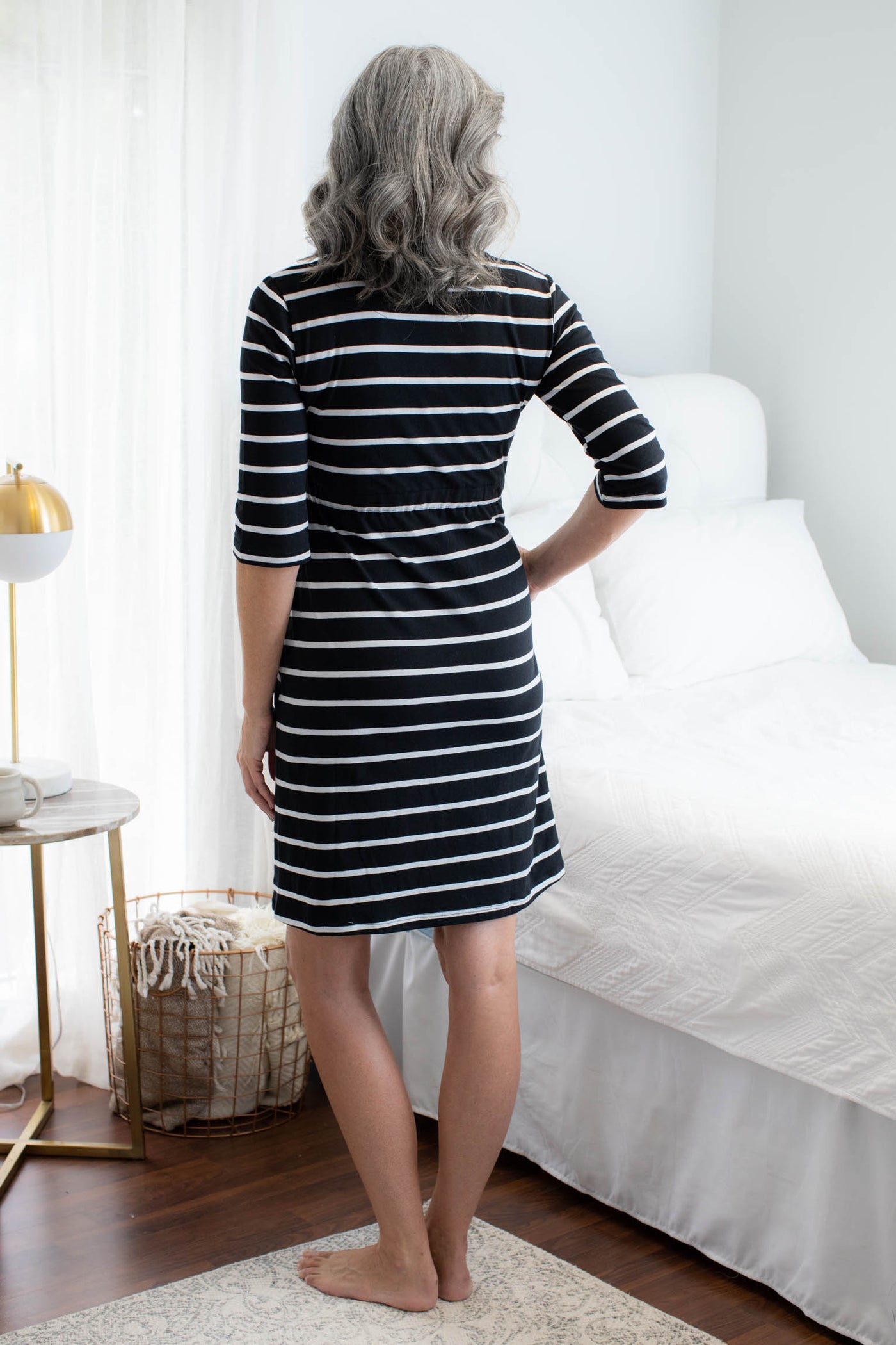 Black Stripe Post Surgery Recovery Robe