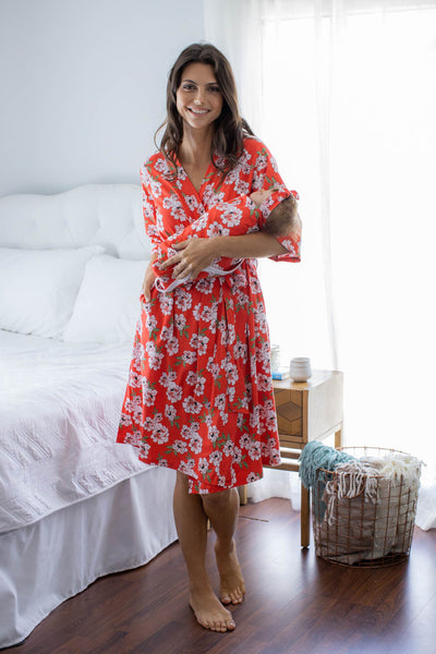 Sadie Pregnancy/Postpartum Robe & Matching Swaddle Blanket & Headband Set