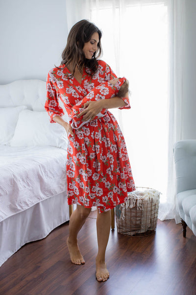 Sadie Pregnancy/Postpartum Robe & Matching Swaddle Blanket & Headband Set