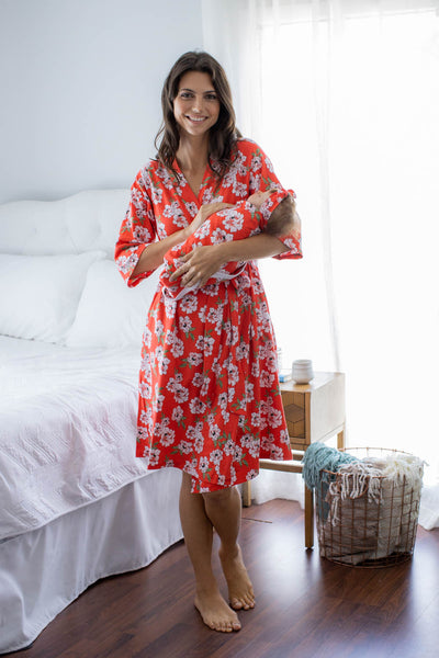 Sadie Pregnancy/Postpartum Robe & Matching Swaddle Blanket & Headband Set