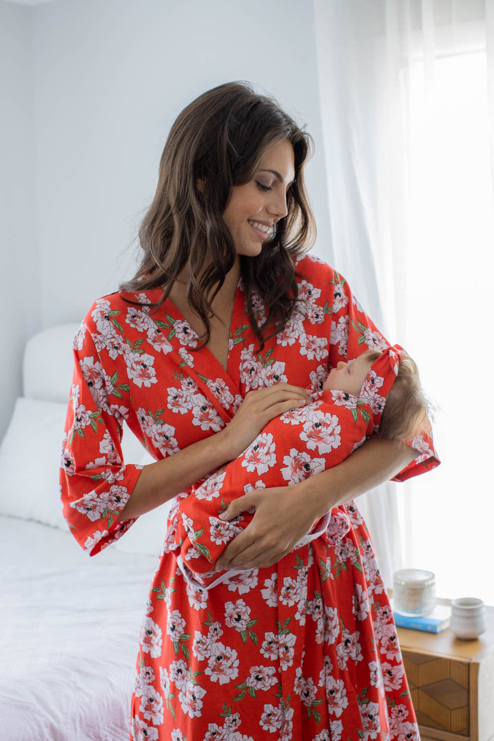 Sadie Pregnancy/Postpartum Robe & Matching Swaddle Blanket & Headband Set
