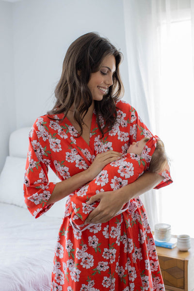 Sadie Pregnancy/Postpartum Robe & Matching Swaddle Blanket & Headband Set