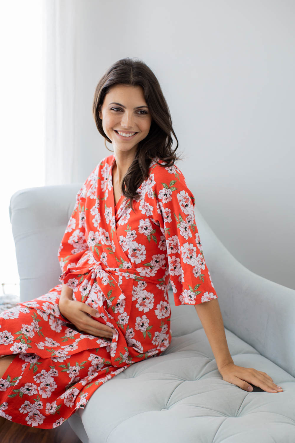 Sadie Pregnancy/Postpartum Robe & Matching Swaddle Blanket & Headband Set