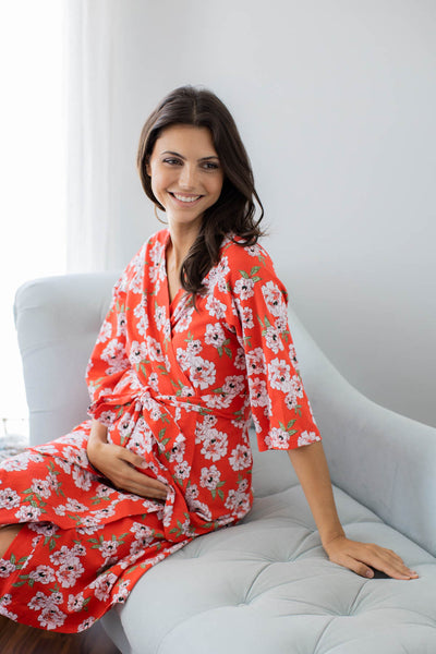 Sadie Pregnancy/Postpartum Robe & Matching Swaddle Blanket & Headband Set