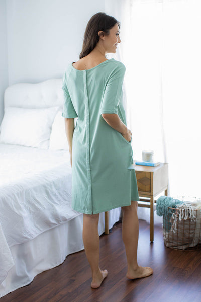 Sage Green Pregnancy/Postpartum Robe & 3 in 1 Charlotte Labor Gown