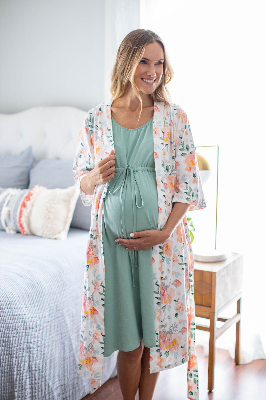 Mila Pregnancy/Postpartum Robe & Sage Labor Gown
