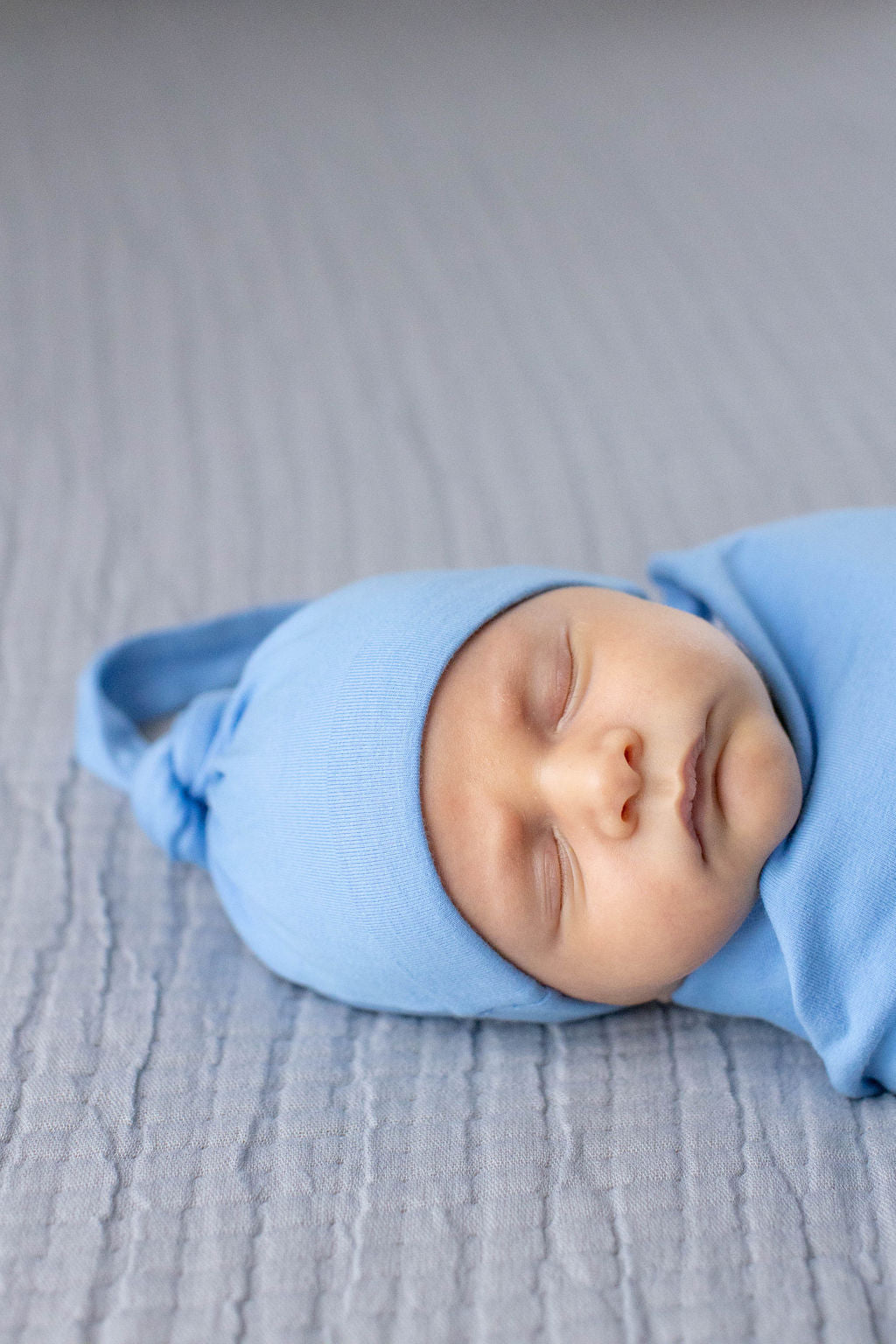 Rose Maternity Robe & Sky Blue Baby Boy Swaddle Blanket Set