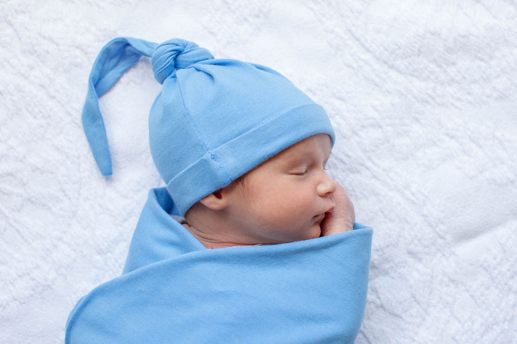 Sky Blue Baby Boy Swaddle Blanket Set Gownies