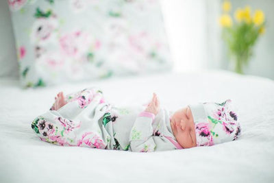 Olivia Floral 3 in 1 Maternity Labor Delivery Nursing Gown & Matching Newborn Going Home Set