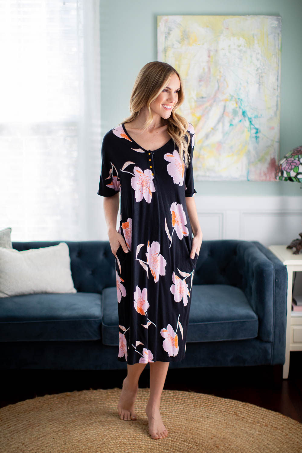 Redesigned Housedress, Simple Design - so many uses, maternity, postpartum wear, nursing nightdress with matching swaddle