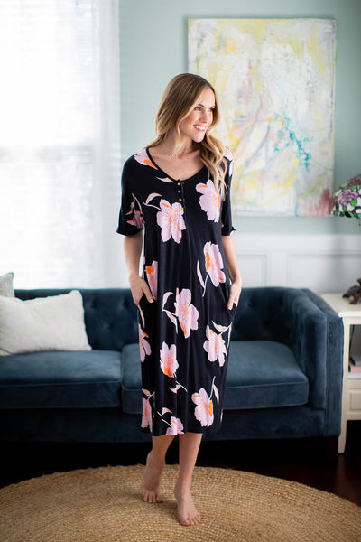 Redesigned Housedress, Simple Design - so many uses, maternity, postpartum wear, nursing nightdress with matching swaddle
