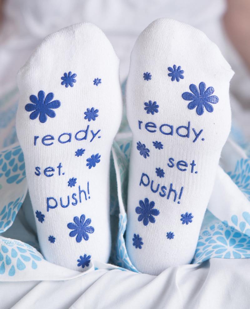 Ready. Set.Push! Labor Socks - Blue