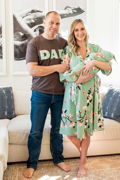 Gia Pregnancy/Postpartum Robe & Matching Swaddle & Dad T-Shirt
