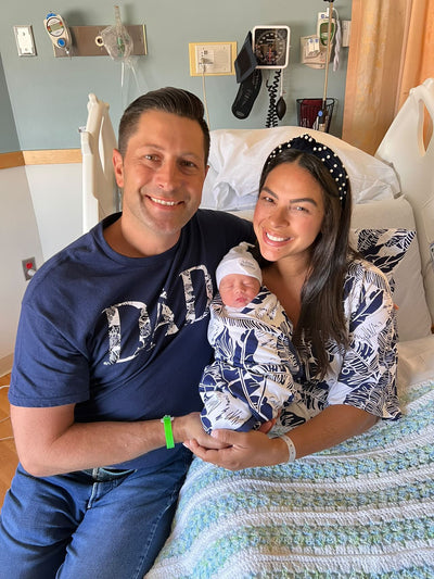 Serra Pregnancy/Postpartum Robe & Matching Swaddle & Dad T Shirt