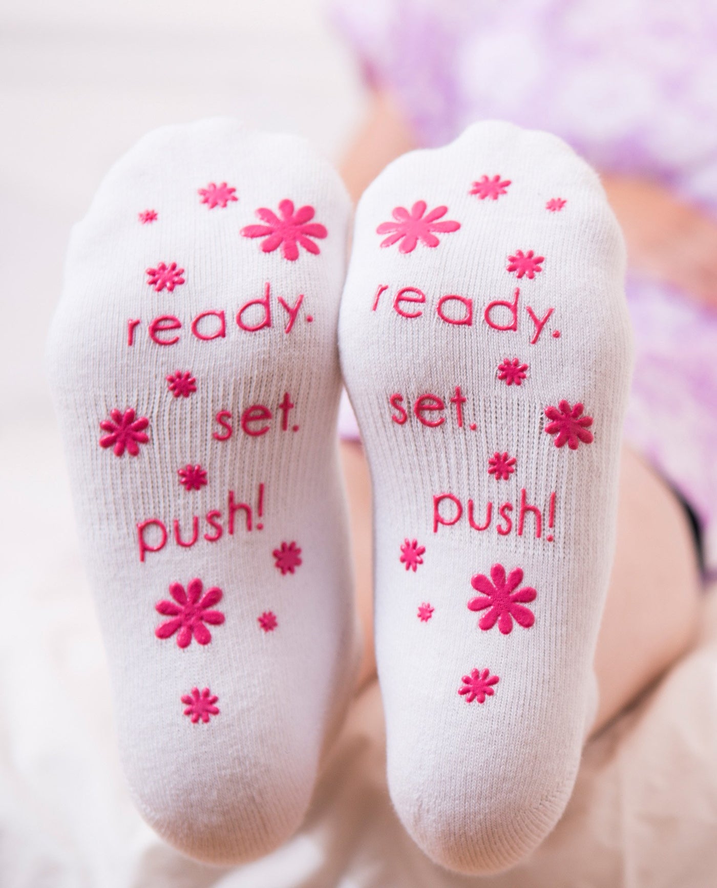 Ready. Set. Push! Pink Labor Socks